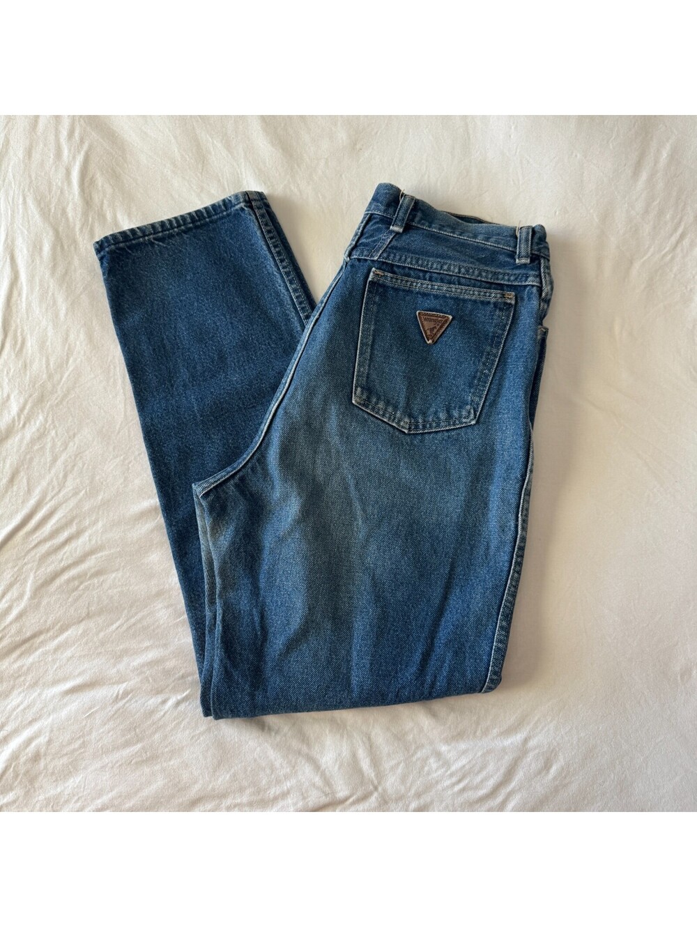 Vintage 80s Wrangler High Rise Mom Jeans Size 16 Misses Cotton Triangle Logo USA
